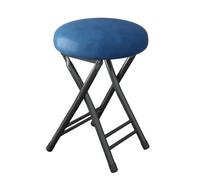 Guyifuny Sgabello da bar pieghevole con schienale, portatile, rotondo, pieghevole, alto, sedia compatta e resistente, portatile per adulti, cucina, giardino, campeggio, blu, 19i h/49cm