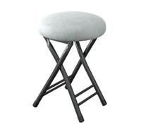 Guyifuny Sgabello da bar pieghevole con schienale, portatile, rotondo, pieghevole, alto, sedia compatta e resistente, portatile per adulti, cucina, giardino, campeggio, grigio, 19i h/49cm