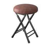 Guyifuny Sgabello da bar pieghevole con schienale, portatile, rotondo, pieghevole, alto, sedia compatta e resistente, portatile per adulti, cucina, giardino, campeggio, marrone, 19i h/49cm