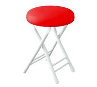 Guyifuny Sgabello da bar pieghevole con schienale, portatile, rotondo, pieghevole, alto, sedia compatta e resistente, portatile per adulti, cucina, giardino, campeggio, rosso, 19i h/49cm