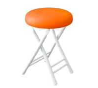 Guyifuny Sgabello da bar pieghevole con schienale, portatile, rotondo, pieghevole, alto, sedia compatta e resistente, portatile per adulti, cucina, giardino, campeggio, arancione, 19i h/49cm