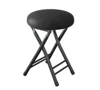 Guyifuny Sgabello da bar pieghevole con schienale, portatile, rotondo, pieghevole, alto, sedia compatta e resistente, portatile per adulti, cucina, giardino, campeggio, nero, 19i h/49cm