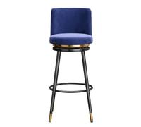 Guyifuny Swivel Bar Stools Set of 1/2/3/4, Modern Velvet Breakfast Island Chair Bastools with Back, Upholstered Seat & Metal Legs for Kitchen, Home Bar(4 PCS Black Frame,75cm)
