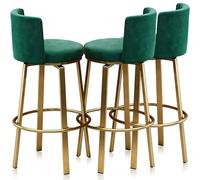 Guyifuny Swivel Bar Stools Set of 3, Modern Velvet Stools Chair with Back, Kitchen Counter Height Breakfast Chair Set for Kitchen Island(Green Gold Frame,65cm)
