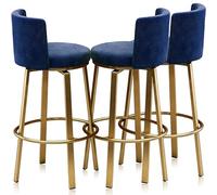Guyifuny Swivel Bar Stools Set of 3, Modern Velvet Stools Chair with Back, Kitchen Counter Height Breakfast Chair Set for Kitchen Island(Blue Gold Frame,65cm)