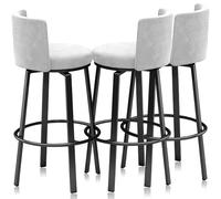 Guyifuny Swivel Bar Stools Set of 3, Modern Velvet Stools Chair with Back, Kitchen Counter Height Breakfast Chair Set for Kitchen Island(White Black Frame,65cm)