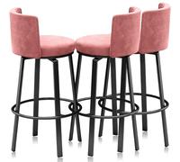 Guyifuny Swivel Bar Stools Set of 3, Modern Velvet Stools Chair with Back, Kitchen Counter Height Breakfast Chair Set for Kitchen Island(Green Black Frame,75cm)