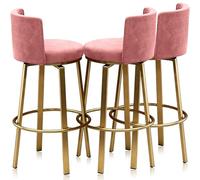 Guyifuny Swivel Bar Stools Set of 3, Modern Velvet Stools Chair with Back, Kitchen Counter Height Breakfast Chair Set for Kitchen Island(Pink Gold Frame,75cm)