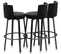 Guyifuny Swivel Bar Stools Set of 3, Modern Velvet Stools Chair with Back, Kitchen Counter Height Breakfast Chair Set for Kitchen Island(Black Black Frame,65cm)