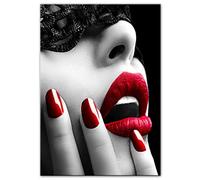 Guying Art Astratta Trucco Ragazza Dipinti Su Tela Sulla Parete Poster E Stampe Labbra Quadri Su Tela Per Soggiorno Decor 70x90 (28x35in) Senza Cornice