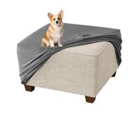 GUYIRT Fodera ottomana in velluto rettangolare per cani, ottomano portaoggetti per cani, pouf rettangolari, copri poggiapiedi, copri piedi, lavabile in lavatrice (grigio