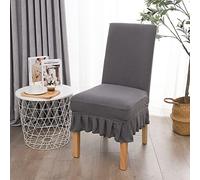 GUYIRT Stretch universale Coprisedie Con Schienale Impermeabile Fodere Per Sedie Da Pranzo Cucina lavabile Coprisedia Parsons con Gonna -E-4 PZ