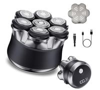 Guyisile 7D Rasoio Testa Calva,2 Livelli,Display LED,Magnetica Rasoio | Elettrico Fluttuante Flessibile,Elettrico Barba Uomo Impermeabile IPX7,Porta di Carica USB-C,120 Minuti di Autonomia