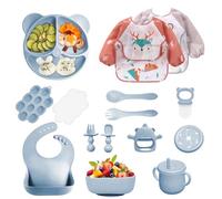 Guyisile Set Pasto Bebè Silicone 14 pezzi, posate BLW & senza BPA