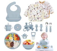 Guyisile Set Pasto Bebè Silicone 14 pezzi, posate BLW & senza BPA