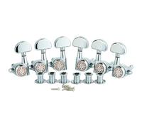 Guyker 6Pcs Guitar Locking Tuners (3L + 3R Handed) - 1:21 Lock String Tuning Key Pegs Machine Heads with Half-Circle Handle Replacement for LP SG Style Electric, Folk or Acoustic Guitars - Chrome