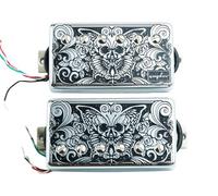 Guyker Alnico5 Humbucker Pickup, chitarra elettrica collo/ponte pickup HBA5 con circuito, superficie cromata PC003 copertura motivo farfalla