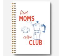 Guymn Funny Mom Notebook, Coffee Lover Drinker Gifts Journal, Mama Gifts for Mother's Day, Tired Moms Coffee Club Retro Hardcover Spiral Notebooks Journals, 5.5x8.3 Inch