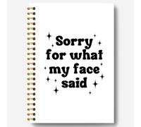 Guymn Funny Mood Notebook for Women Men Adults, Sarcastic Resting Face Journal, Sorry for What My Face Said Dark Humor Hardcover Spiral Notebooks Journals, 5.5x8.3 Inch