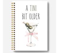 Guymn Martini Gifts Notebook Journal, Cocktail Lover Gifts Journal, Gift for Martini Lovers, a Tini Bit Older Coquette Pink Bow Cocktail Hardcover Spiral Notebook 5.5x8.3 Inch