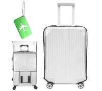 Guyode 1 Pezzi Coprivaligia 24 Pollici Antigraffio e Antiattrito e 1 Etichetta per Bagaglio Copri Valigia Impermeabile e Durevole Cover Valigia Design in Velcro si Applica a Vano Bagagli Trasparente