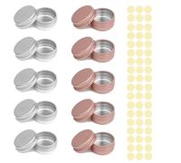 Guyode 10 Pezzi Lattina Alluminiocon Etichette, Pentolino per Cera Candele con Copri di Vite, Barattoli Metallo, Vasetto Vuoto Contenitori Cosmetici, per Crema Campione Cosmetici Balsamo Labbra