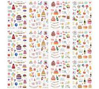 Guyode 12 Pezzi Adesivi Compleanno, 4 Stili Stickers Personalizzati Colorati, Birthday Stickers per Libri Degli Ospiti di Compleanno per Feste Regali Biglietti Album di Ritagli Scrapbooking
