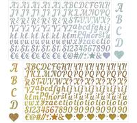 Guyode 12 Pezzi Lettere Adesive Impermeabile, Lettere Numero Adesivi Set Vinile, Alfabetiere Stickers con Glitter, Lettera Autoadesivi Impermeabile per Scrapbooking Biglietti di Auguri Artigianato