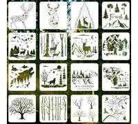 Guyode 16 Pezzi Piccoli Stencil per Dipingere Artigianato Riutilizzabile, Modelli di Stencil per Pittura Della Natura Traforata, Bambini per Scrapbooking Artigianato (Animale)