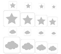 Guyode 16 Pezzi Stencil per Pittura, 8 Modelli a Stella e 8 Modelli a Nuvola, Stencil per Artigianato, Stencils Bambini per Scrapbooking Artigianato, per le Legno Pavimento Mobili Decorazione Murale