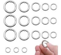Guyode 18 Pezzi Anelli per Portachiavi Fermaglio a Molla Moschettoni Piccoli 6 Diverse Dimensioni Anelli per Borse Realizzato in Lega di zinco si Applica a Portachiavi Ciondolo Fai da Te Artigianato