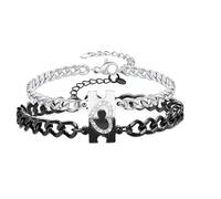 Guyode 2 Pezzi Braccialetti Coppia Personalizzato Diamante Braccialetti Amicizia Acciaio Inossidabile Braccialetto Amore Bracciale Donna Puzzle per Regalo Matrimonio Regalo Fidanzata Anniversario Matr
