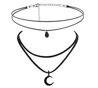 Guyode 2 Pezzi Collane Estive Donna, Stile Gotico Choker Donna, Design a Doppia Catena Collana Bambina, Pizzo Collana Luna per Compleanni Feste Anniversari Matrimoni Lauree per Famiglia