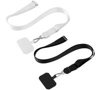 Guyode 2 Pezzi Cordino per Cellulare, Laccio per Cellulare, Patch Universali*2, Universale Regolabile e Rimovibile Cinturino per Cellulare Abbinabile a Qualsiasi Custodia (Nero+Bianco)
