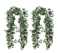 Guyode 2 Pezzi Ghirlanda di Eucalipto Artificiale, 180cm Vite di Eucalipto Piante Artificiali Sospesa Verde Ghirlande Decorative Ghirlanda Artificiale, per Sfondo Decorazione Matrimonio Centrotavola