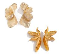 Guyode 2 Pezzi Orecchini Donna Oro, Esagerati Set Orecchini Acciaio Inossidabile, Impermeabili Orecchinis Pendenti, Eleganti Orecchinis Bambina Anallergici per Appuntamenti Compleanni Anniversari