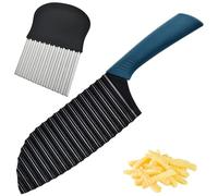Guyode 2 Pezzi Taglia Patate a Bastoncino Tagliapatate con Maniglia Antiscivolo Coltello Ondulato Rivestimento Antiaderente 2 Forme Coltello Taglia Patate per Cetrioli Carote