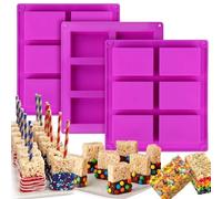 Guyode 3 Pezzi Stampo per Cioccolato, Cioccolato Stampo in Silicone Antiaderente, Stampo Cioccolatini con 6 Cavità, Chocolate Moulds per Preparazione Barrette Energetiche ai Cereali Torrone (Viola)