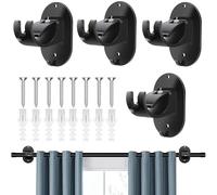 Guyode 4 Pezzi Staffa Autoadesivi per Aste per Tende, Ganci per Tende Senza Bucare, ABS Ganci Adesivi per Tendes, Regolabile Supporti per Bastoni Tendes per Soggiorno Camera da Letto Bagno