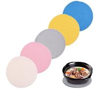 Guyode 5 Pezzi Sottobottiglie Rotondi, Sottobicchieri Rotondi in Vetro Antiscivolo e Lsolanti, Antiscivolo Sottobicchieri Rotondi in Cotone, Sotto Bicchieri da Tavola, Sottobicchiere Bevande Tazze