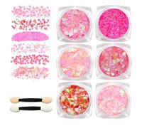 Guyode 6 Pezzi Brillantini per Capelli Gel, Brillantini Viso, Glitter Capelli Gel, Lacca con Brillantinis per Capelli, Bottiglia Glitter Body Gel per Capelli Unghie Viso Trucco del Festival (Rosa)
