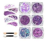 Guyode 6 Pezzi Brillantini per Capelli Gel, Brillantini Viso, Glitter Capelli Gel, Lacca con Brillantini per Capelli, Bottiglia Glitter Body Gel per Capelli Unghie Viso Trucco del Festival (Viola)