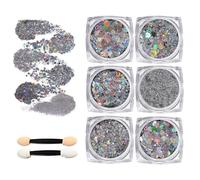 Guyode 6 Pezzi Brillantini per Capelli Gel, Brillantini Viso, Glitter Capelli Gel, Lacca con Brillantini per Capelli, Bottiglia Glitter Body Gel per Capelli Unghie Viso Trucco del Festival (Grigio)