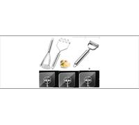 Guyode 6 Pezzi Schiacciapatate Acciaio Inox Passaverdure Manuale Schiaccia Aglio Pelapatate Professionale Passaverdura Manuale Utensili Cucina Acciaio Inox per Purea Patate Marmellata Verdura Frutta