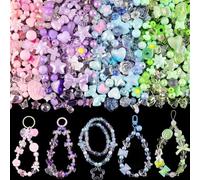 Guyode 8 Confezioni Set Perline Braccialetti Bello Perline Colorate Vari Modelli Acrylic Beads Ciondolo con Fiori Farfalle Cuori Applica a Braccialetto Collana Estetica Fai da te Gioielli