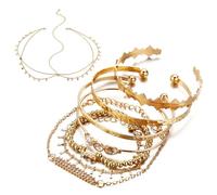 Guyode 8 Pezzi Cleopatra Accessori Include Braccialetto e Gioielli Capelli Set Copricapo Bohémien con Catena in Oro Bracciale Copricapo Cleopatra per Cosplay Carnevale Festa Halloween