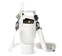 Guyode Porta Bottiglie Acqua con Scomparto per Cellulare, Borsa per Borraccia con Tracolla Regolabile, Borsa Tracolla Porta Bottiglia Custodia Borraccia, Termica per Bottiglie Portatile (Bianco)