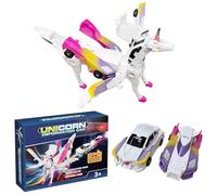Guyode Unicorno Robot Giocattolo, Trasformazione Auto Robot per Bambini, Collisione Deformazione Combinato Action Figure, Regali Compleanno per Ragazzo Ragazza (Rosa)
