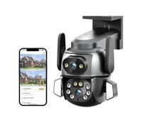GUYSGNX Telecamere di sicurezza, Telecamera 4K 8MP PTZ Doppio schermo 8MM Binoculare AI Corpo Monitoraggio automatico CCTV Sicurezza Intelligente IP66 impermeabile per uso esterno(8MP Cam None Card)