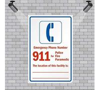 Guyte Emergency Phone Number 911 for Police, Fire, Paramedic. The Location of This Vintage Retro Rustico Metal Sign Pub Wall Deor Art 30,5 x 20,3 cm